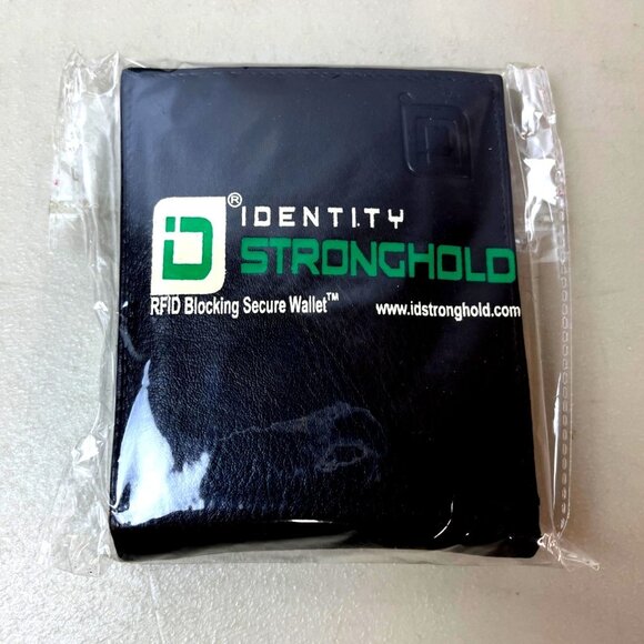 Identity Men's Black Leather Stronghold RFID Blocking Secure Wallet Sz S -NWT - Picture 7 of 10